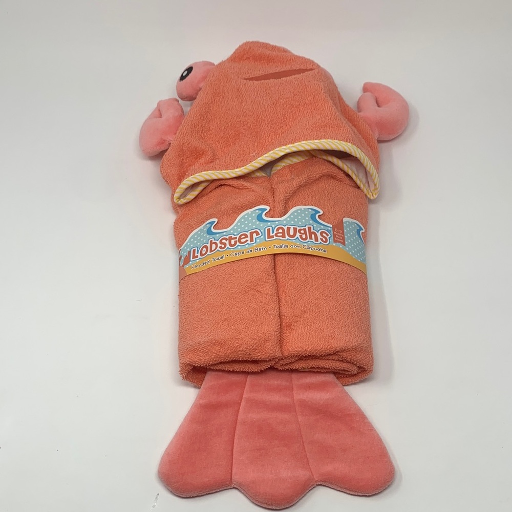 Lobster Laughs Orange Hooded Towel for Kids